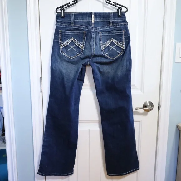 Ariat R.E.A.L. Mid Rise Stretch Whipstitch Boot Cut Jean Ocean (Medium Wash) 31 - Picture 9 of 12